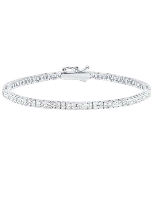 Crislu Classic Small Princess Tennis Bracelet Finished in Pure Platinum