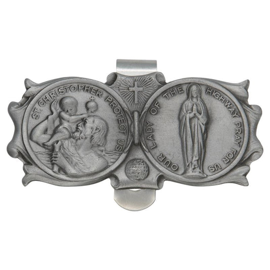 Extel Pewter St. Christopher Sun Visor Clip for Men Women