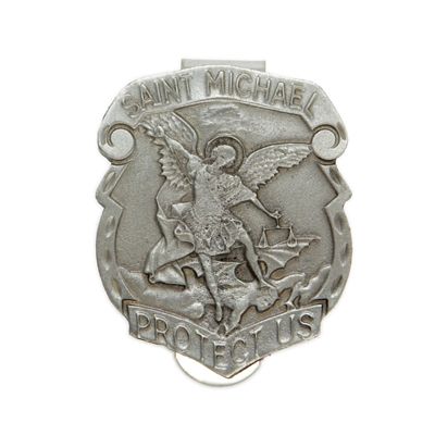 Extel Pewter Shield St. Michael Sun Visor Clip for Police