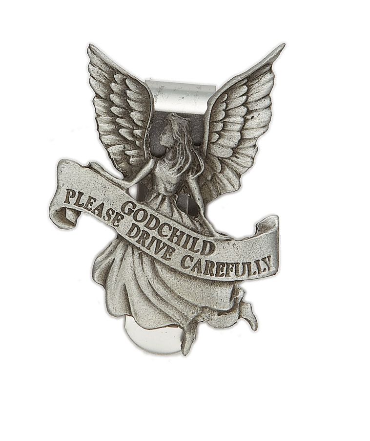 Extel Pewter Godchild Angel Sun Visor Clip for Car Truck