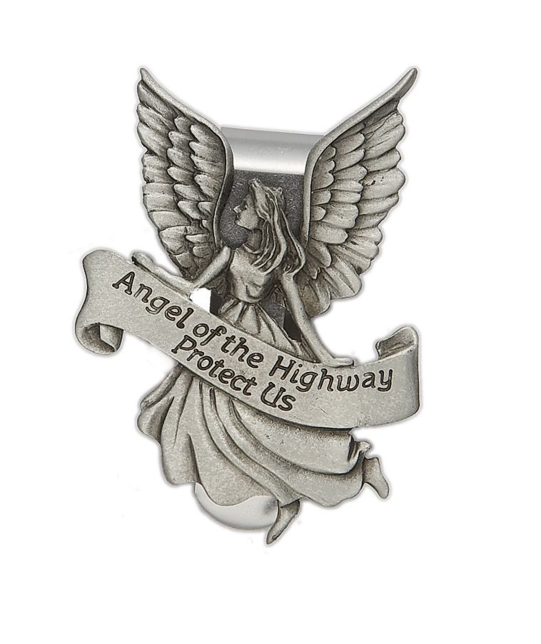 Extel Pewter Angel of The Highway Sun Visor Clip Car Truck