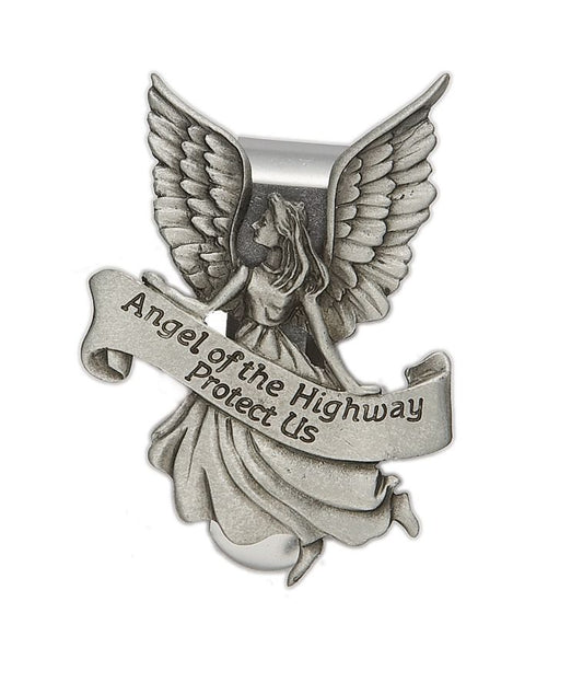 Extel Pewter Angel of The Highway Sun Visor Clip for Men Women Car Truck