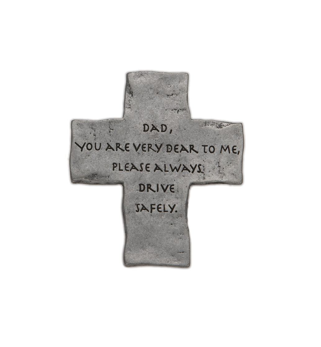 Extel Pewter Dad Drive Safely Cross Sun Visor Clip Gift