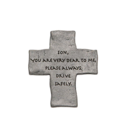 Extel Pewter Son Drive Safely Cross Sun Visor Clip