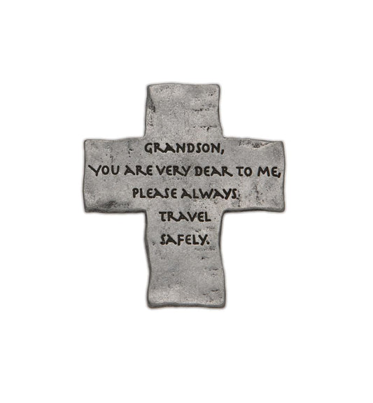 Extel Pewter Grandson Drive Safely Cross Sun Visor Clip