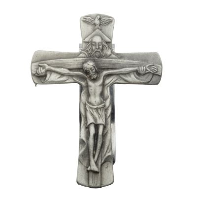 Extel Pewter Holy Trinity Crucifix Sun Visor Clip for Cars