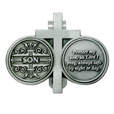 Extel Pewter Son and Cross Coins Sun Visor Clip for Son