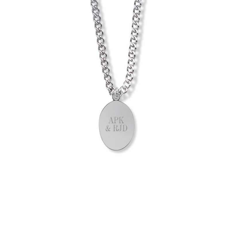 Extel Medium Sterling Silver Oval St Christopher Medal Pendant