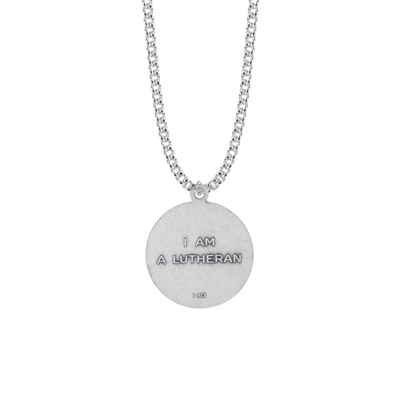 Extel Large Nickel Silver Round Lutheran Rose Medal Pendant