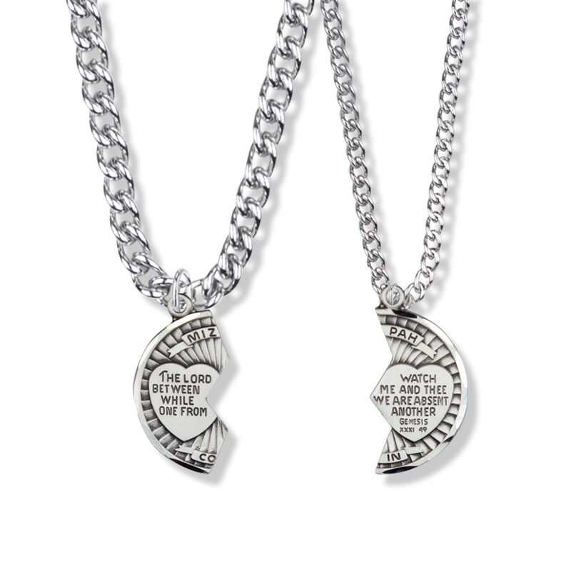 Extel Medium Round Sterling Silver Mizpah Medal Pendant