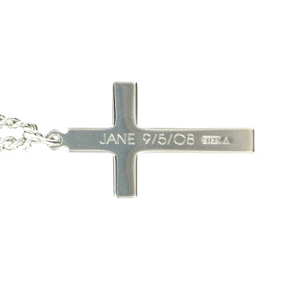 Extel Large Sterling Silver Antiqued Cross Pendant with Chain