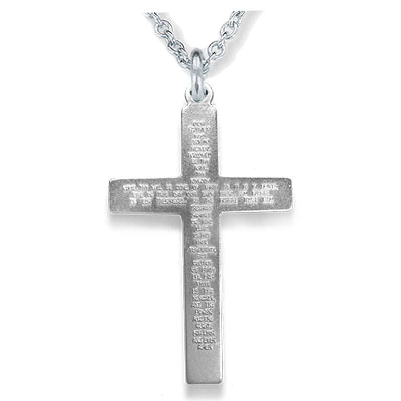 Extel Large Sterling Silver Cross Pendant with Chain 24 Inch