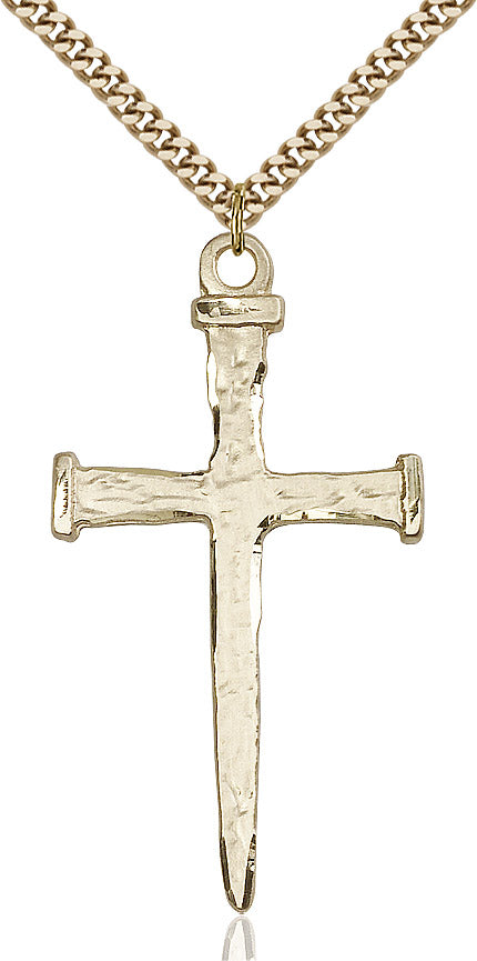 Extel Extra Large 14kt Gold Filled Nail Cross Pendant with 24" chain, Made in USA
