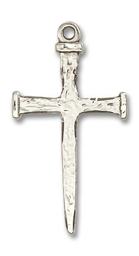 Extel Extra Large Sterling Silver Nail Cross Medal, Made in USA