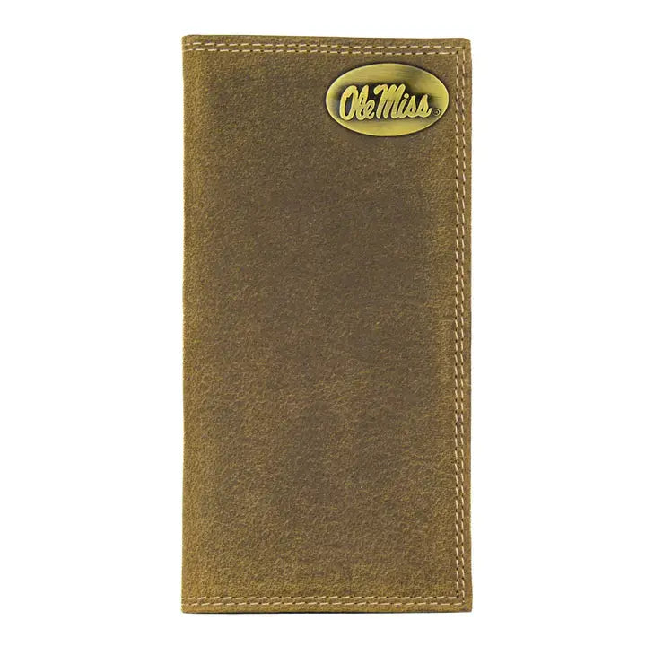 Ole Miss Rebels Vintage Tan Leather Secretary Wallet