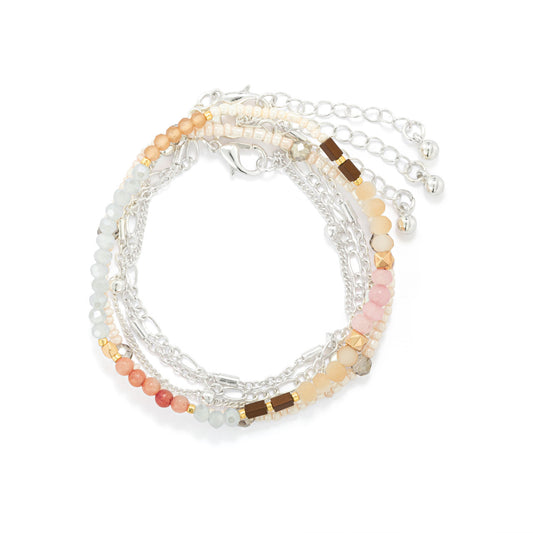 Bracelet Set of 5 - Multicolor Silver