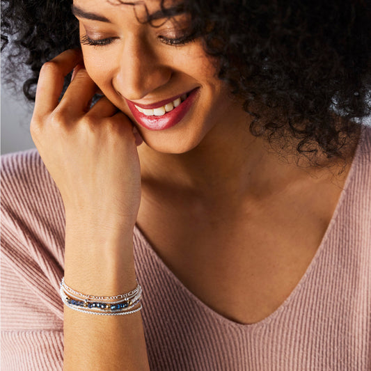 Bracelet Set of 5 - Smoke Silver