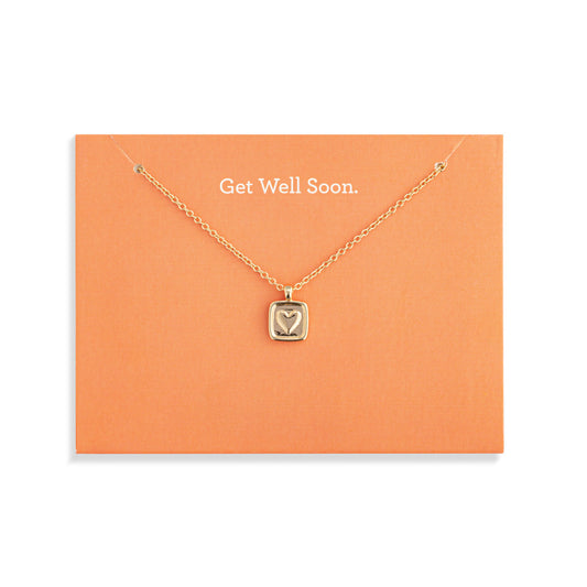 Get Well Soon Floral Card & Gold Necklace-16in