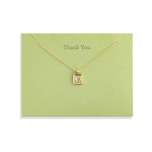 Thank You Floral Card & Gold Necklace - 16in
