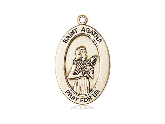 Saint Agatha Medal – Catholic Healing Pendant for Nurses, Breast Cancer Warriors & Caregivers – Patron Saint of Strength & Compassion, 14k Yellow Gold Filled, No Chain, Pendant Only, Made in USA