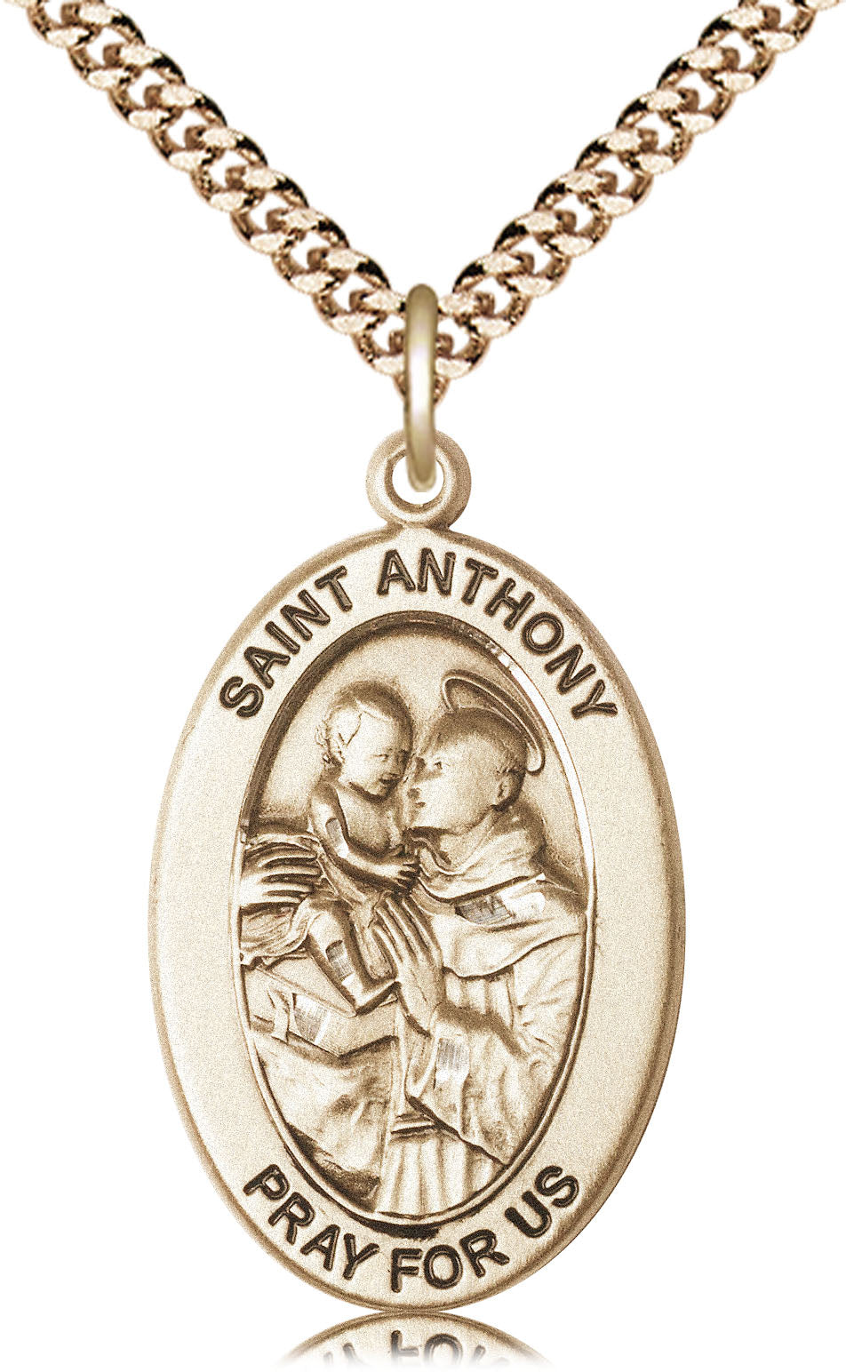 Saint Anthony of Padua Medal – Patron Saint of Lost Items & Miracles – Catholic Necklace for Hope, Recovery & Guidance in Uncertain Times, 14k Yellow Gold Filled, 24" Curb Chain, Made in USA
