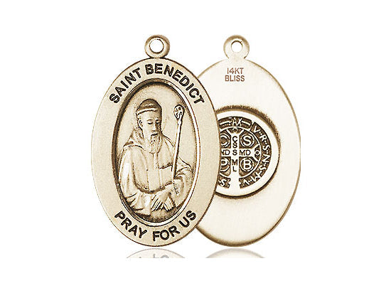 Saint Benedict Medal – Catholic Protection Necklace Against Evil & Spiritual Warfare, Gift of Peace & Safety, 14k Yellow Gold, No Chain, Pendant Only, Made in USA