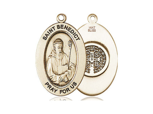 Saint Benedict Medal – Catholic Protection Necklace Against Evil & Spiritual Warfare, Gift of Peace & Safety, 14k Yellow Gold, No Chain, Pendant Only, Made in USA