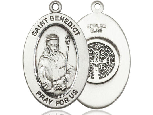 Saint Benedict Medal – Catholic Protection Necklace Against Evil & Spiritual Warfare, Gift of Peace & Safety, Sterling Silver, No Chain, Pendant Only, Made in USA
