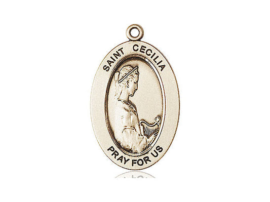 Saint Cecilia Medal – Patron Saint of Music & Choir – Catholic Gift for Musicians, Singers & Artists Seeking Spiritual Inspiration, 14k Yellow Gold Filled, No Chain, Pendant Only, Made in USA