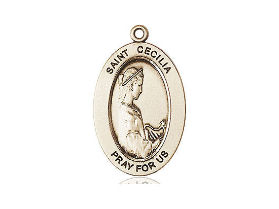 Saint Cecilia Medal – Patron Saint of Music & Choir – Catholic Gift for Musicians, Singers & Artists Seeking Spiritual Inspiration, 14k Yellow Gold, No Chain, Pendant Only, Made in USA