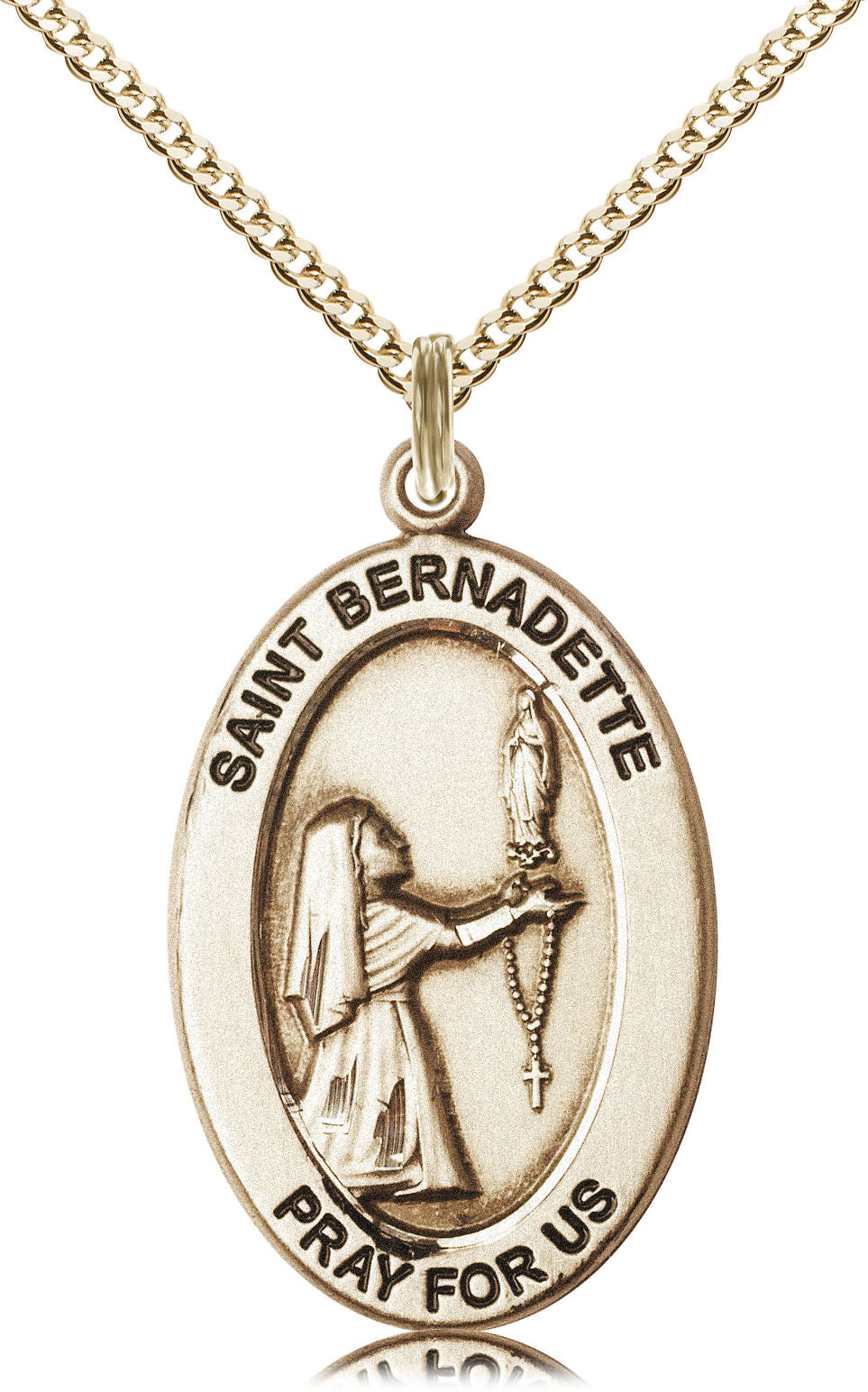 Saint Bernadette Medal – Catholic Jewelry for Hope, Healing & Devotion – Inspirational Gift for Healthcare Workers & the Sick, 14k Yellow Gold Filled, 18" Curb Chain, Made in USA
