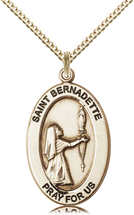 Saint Bernadette Medal – Catholic Jewelry for Hope, Healing & Devotion – Inspirational Gift for Healthcare Workers & the Sick, 14k Yellow Gold Filled, 18" Curb Chain, Made in USA