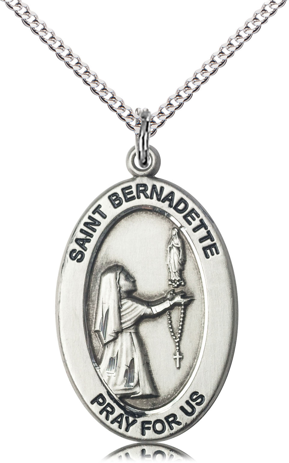Saint Bernadette Medal – Catholic Jewelry for Hope, Healing & Devotion – Inspirational Gift for Healthcare Workers & the Sick, Sterling Silver, 18" Curb Chain, Made in USA