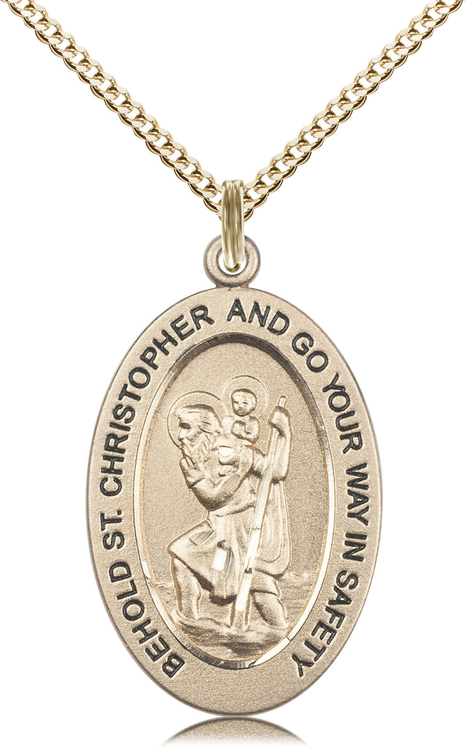 Saint Christopher Medal – Catholic Protection Pendant for Travelers – Perfect for Road Trips, Pilgrimages & Daily Safe Journeys, 14k Yellow Gold Filled, 18" Curb Chain, Made in USA