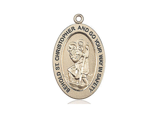 Saint Christopher Medal – Catholic Protection Pendant for Travelers – Perfect for Road Trips, Pilgrimages & Daily Safe Journeys, 14k Yellow Gold, No Chain, Pendant Only, Made in USA