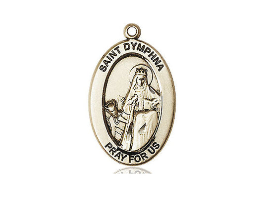 Saint Dymphna Medal – Patron Saint of Mental Health – Catholic Jewelry for Anxiety, Emotional Healing & Inner Peace, 14k Yellow Gold, No Chain, Pendant Only, Made in USA