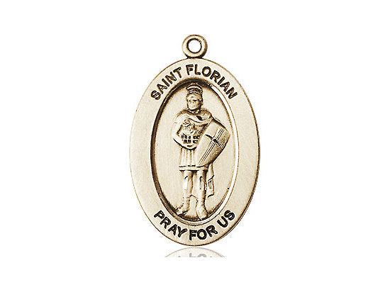 Saint Florian Medal – Patron Saint of Firefighters & First Responders – Catholic Protection Pendant for Bravery & Service, 14k Yellow Gold Filled, No Chain, Pendant Only, Made in USA