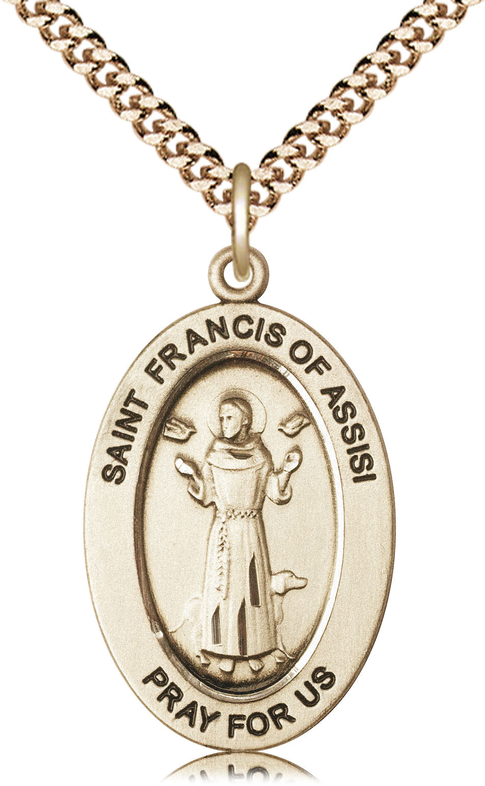 Saint Francis of Assisi Medal – Patron Saint of Animals & Nature – Catholic Jewelry for Animal Lovers, Environmentalists & Pet Blessings, 14k Yellow Gold Filled, 24" Curb Chain, Made in USA