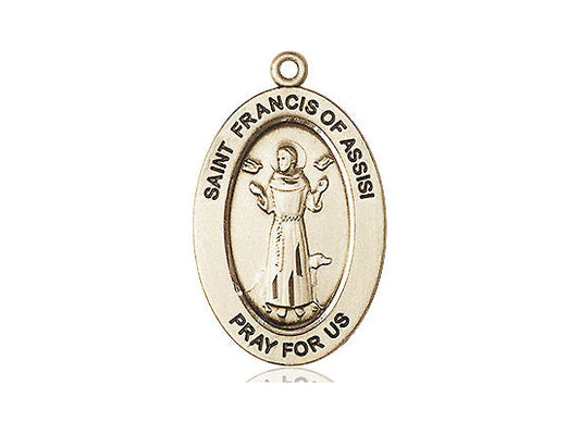 Saint Francis of Assisi Medal – Patron Saint of Animals & Nature – Catholic Jewelry for Animal Lovers, Environmentalists & Pet Blessings, 14k Yellow Gold, No Chain, Pendant Only, Made in USA