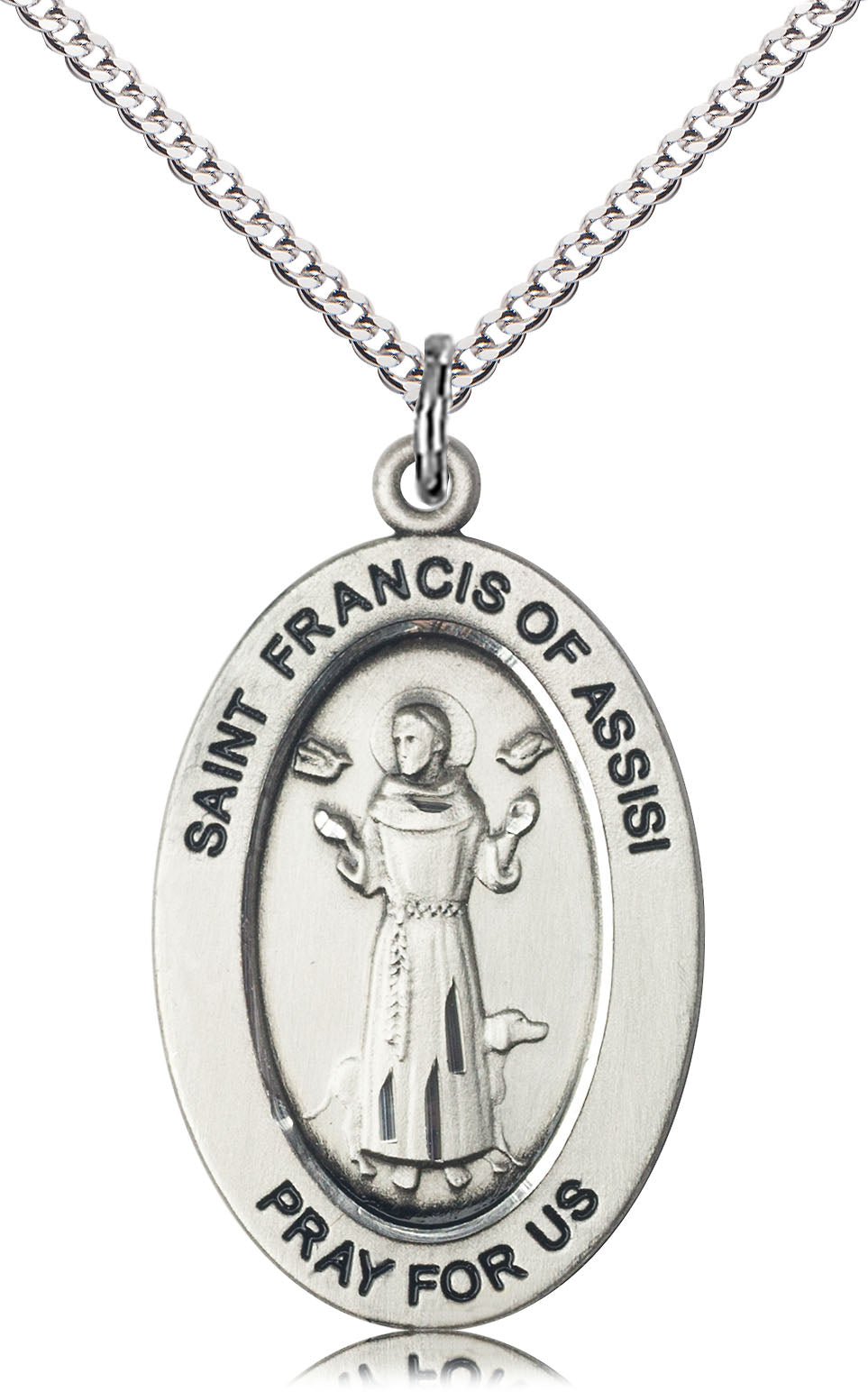 Saint Francis of Assisi Medal – Patron Saint of Animals & Nature – Catholic Jewelry for Animal Lovers, Environmentalists & Pet Blessings, Pewter, 18" Curb Chain, Made in USA