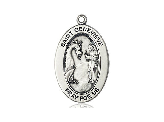 Saint Genevieve Medal – Inspirational Catholic Gift for Women of Faith – Pendant for Protection, Strength & Maternal Love, Pewter, No Chain, Pendant Only, Made in USA