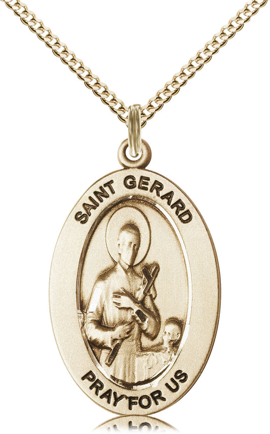 Saint Gerard Majella Medal – Patron Saint of Mothers & Pregnancy – Catholic Gift for Fertility, Safe Delivery & Maternal Protection, 14k Yellow Gold Filled, 18" Curb Chain, Made in USA