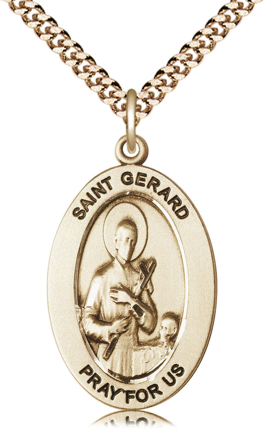 Saint Gerard Majella Medal – Patron Saint of Mothers & Pregnancy – Catholic Gift for Fertility, Safe Delivery & Maternal Protection, 14k Yellow Gold Filled, 24" Curb Chain, Made in USA