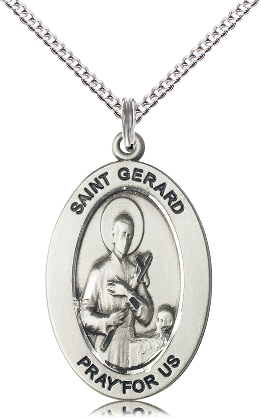 Saint Gerard Majella Medal – Patron Saint of Mothers & Pregnancy – Catholic Gift for Fertility, Safe Delivery & Maternal Protection, Pewter, 18" Curb Chain, Made in USA