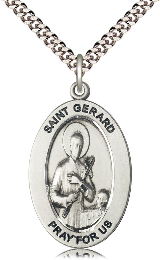 Saint Gerard Majella Medal – Patron Saint of Mothers & Pregnancy – Catholic Gift for Fertility, Safe Delivery & Maternal Protection, Pewter, 24" Curb Chain, Made in USA