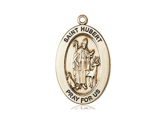 Saint Hubert Medal – Patron Saint of Hunters & Animal Disease Protection – Catholic Gift for Outdoorsmen, Forest Workers & Pet Owners, 14k Yellow Gold, No Chain, Pendant Only, Made in USA