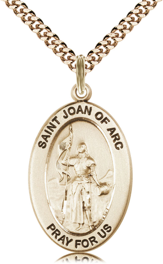 Saint Joan of Arc Medal – Inspirational Catholic Medal for Courage, Faith & Strength in Battles of Life – Ideal for First Responders & Military, 14k Yellow Gold Filled, 24" Curb Chain, Made in USA