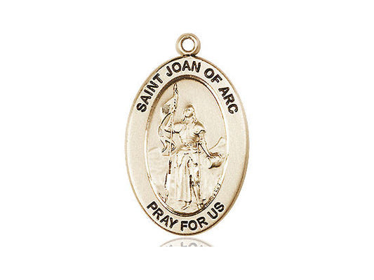 Saint Joan of Arc Medal – Inspirational Catholic Medal for Courage, Faith & Strength in Battles of Life – Ideal for First Responders & Military, 14k Yellow Gold, No Chain, Pendant Only, Made in USA