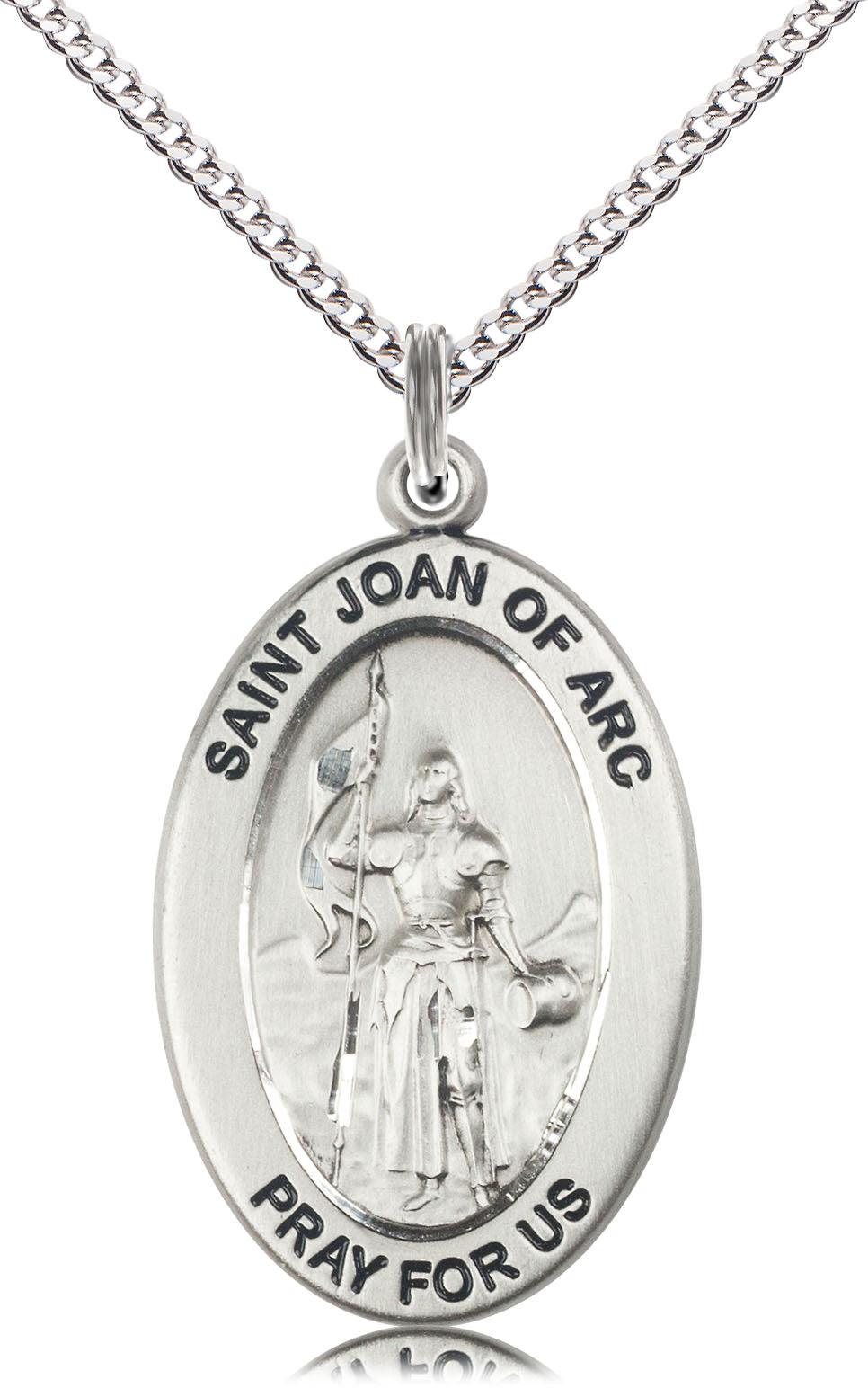 Saint Joan of Arc Medal – Inspirational Catholic Medal for Courage, Faith & Strength in Battles of Life – Ideal for First Responders & Military, Sterling Silver, 18" Curb Chain, Made in USA