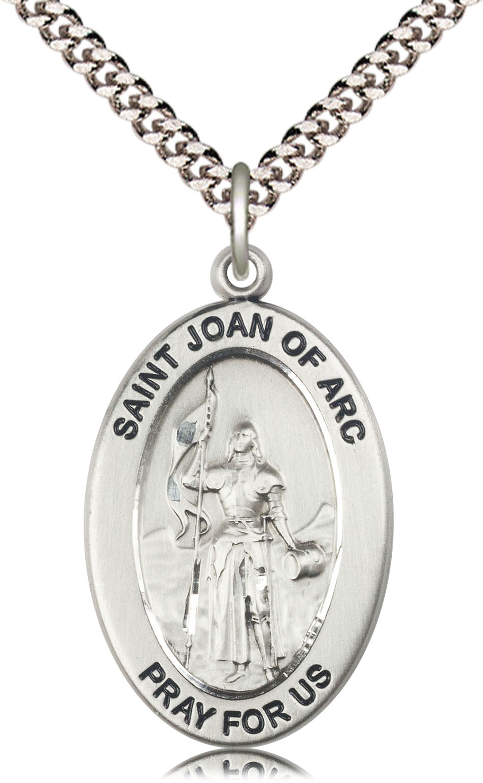 Saint Joan of Arc Medal – Inspirational Catholic Medal for Courage, Faith & Strength in Battles of Life – Ideal for First Responders & Military, Sterling Silver, 24" Curb Chain, Made in USA